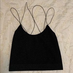 Black Sparkly Strappy Crop Top